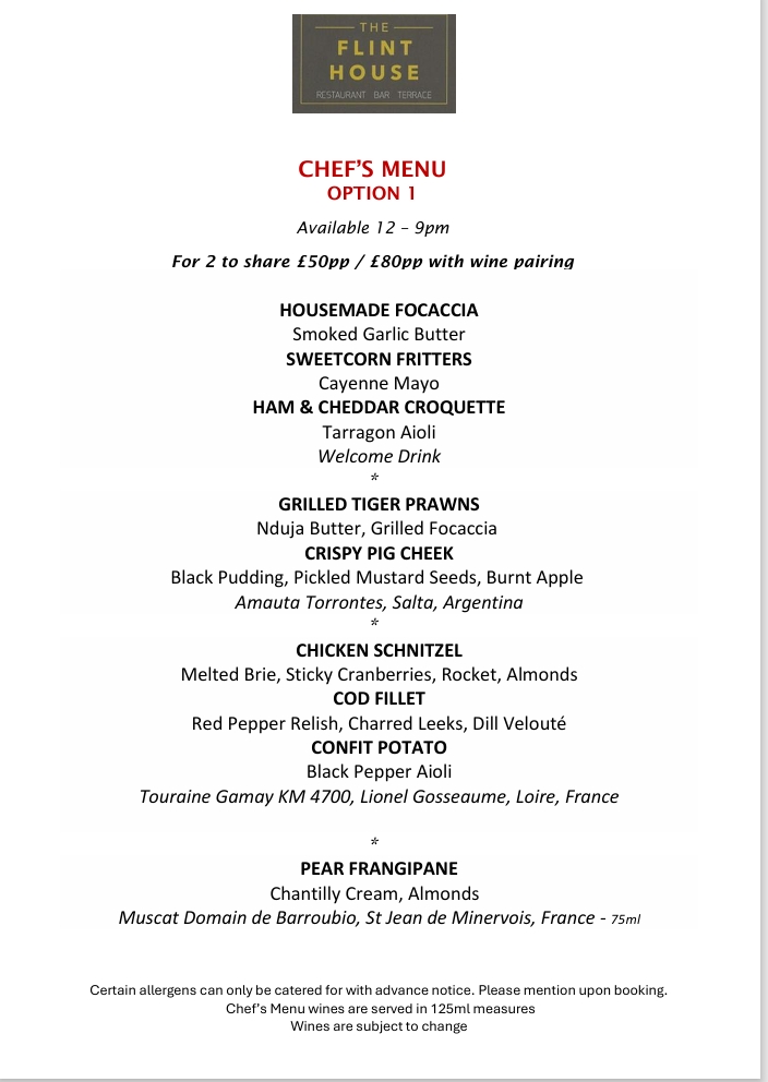 Flint House Chef's Menu