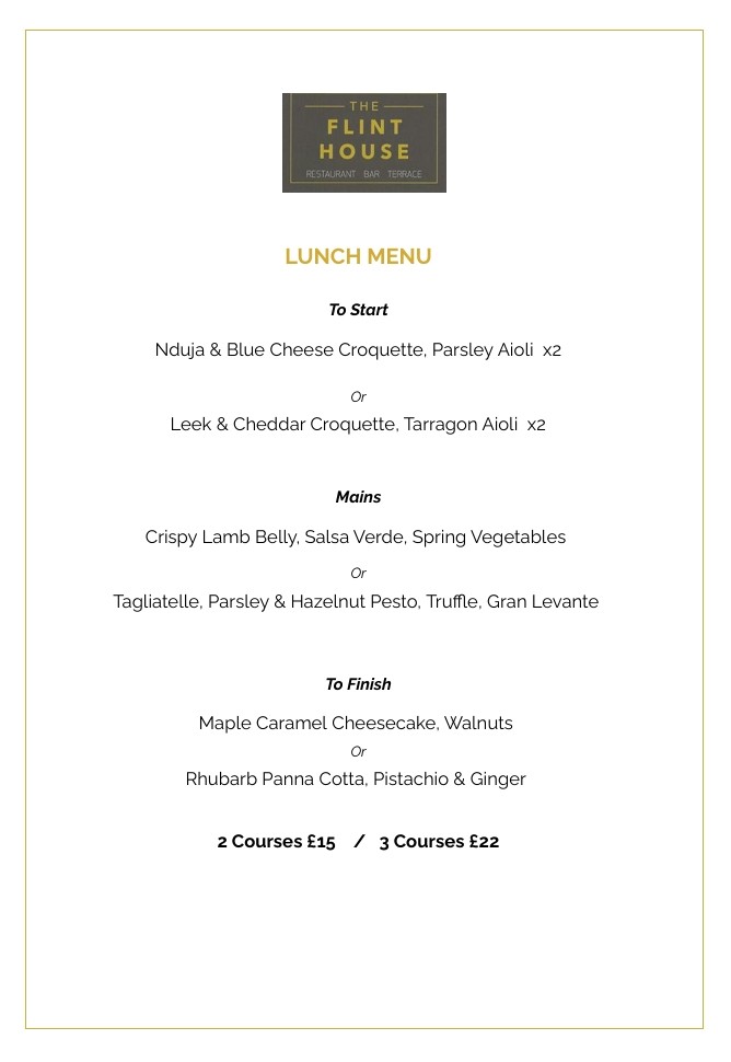 Flint House Group Menu